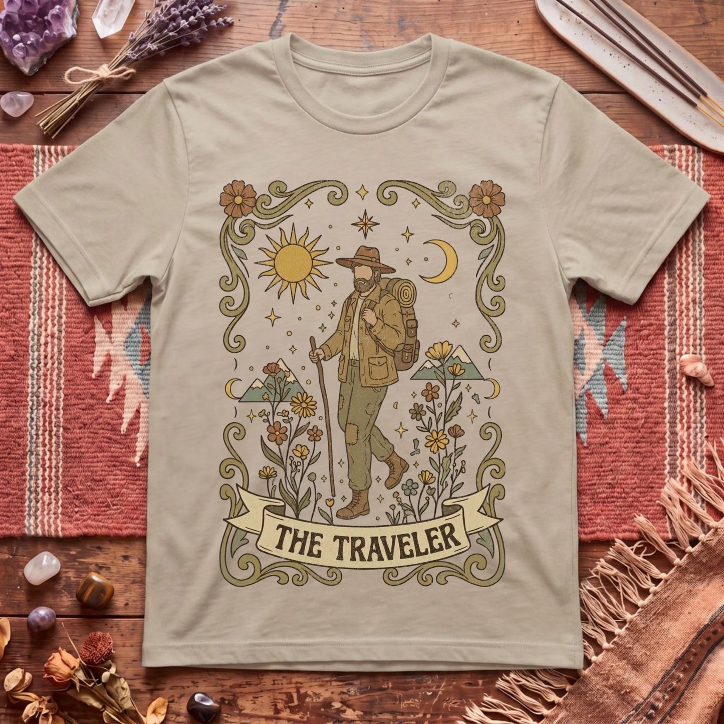 The Traveler for Him Boho Tarot T-Shirt