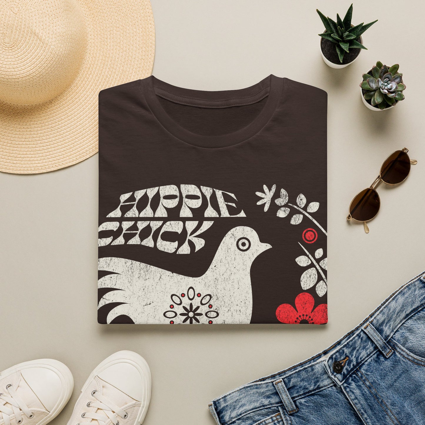 Hippie Chick Folk Art T-Shirt