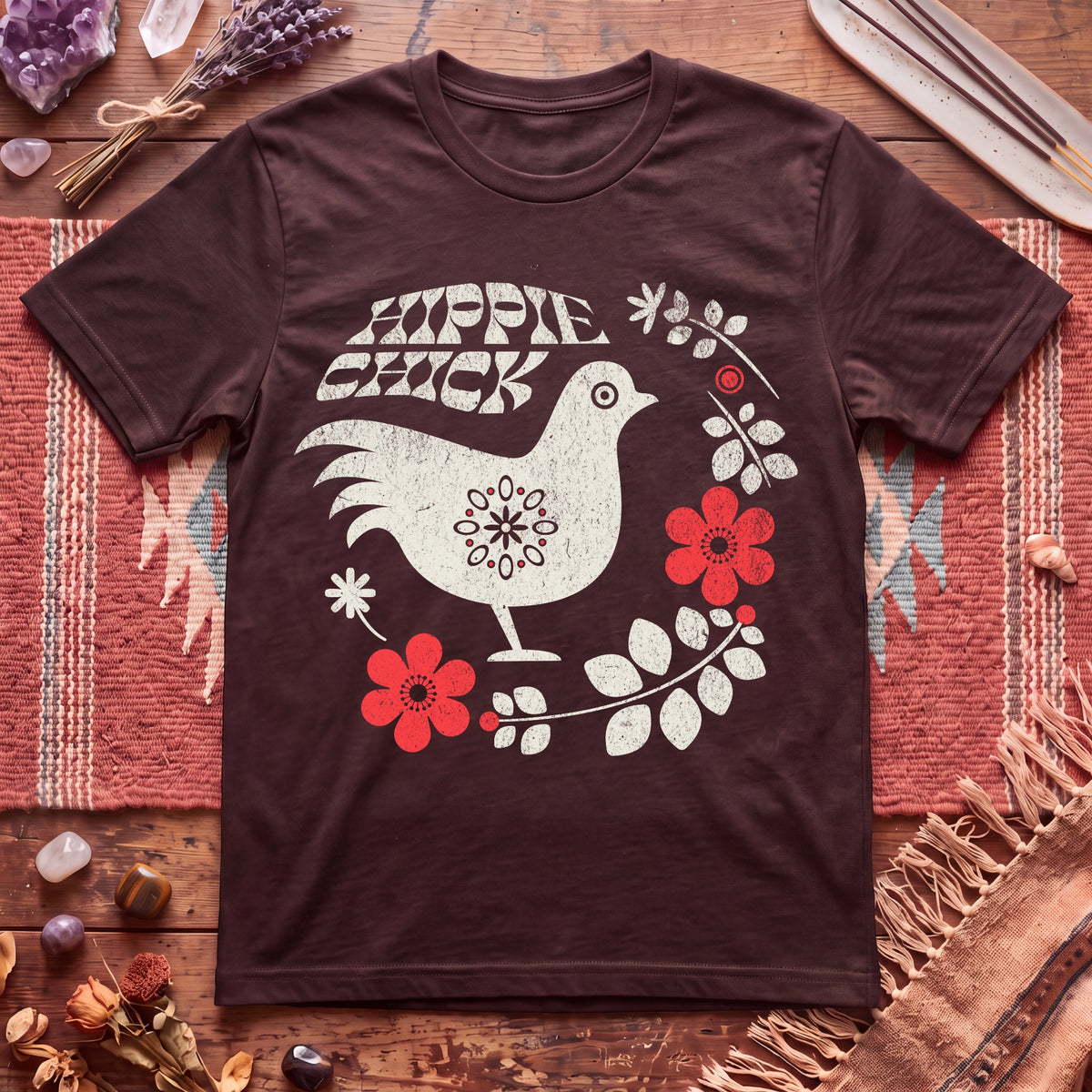 Hippie Chick Folk Art T-Shirt