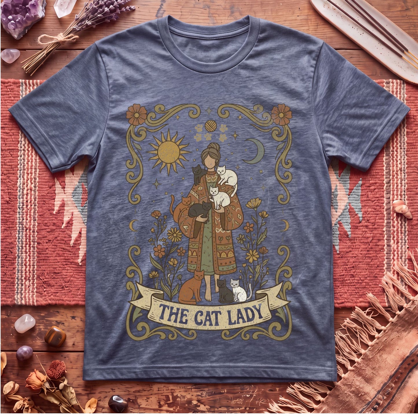The Cat Lady Boho Tarot T-Shirt