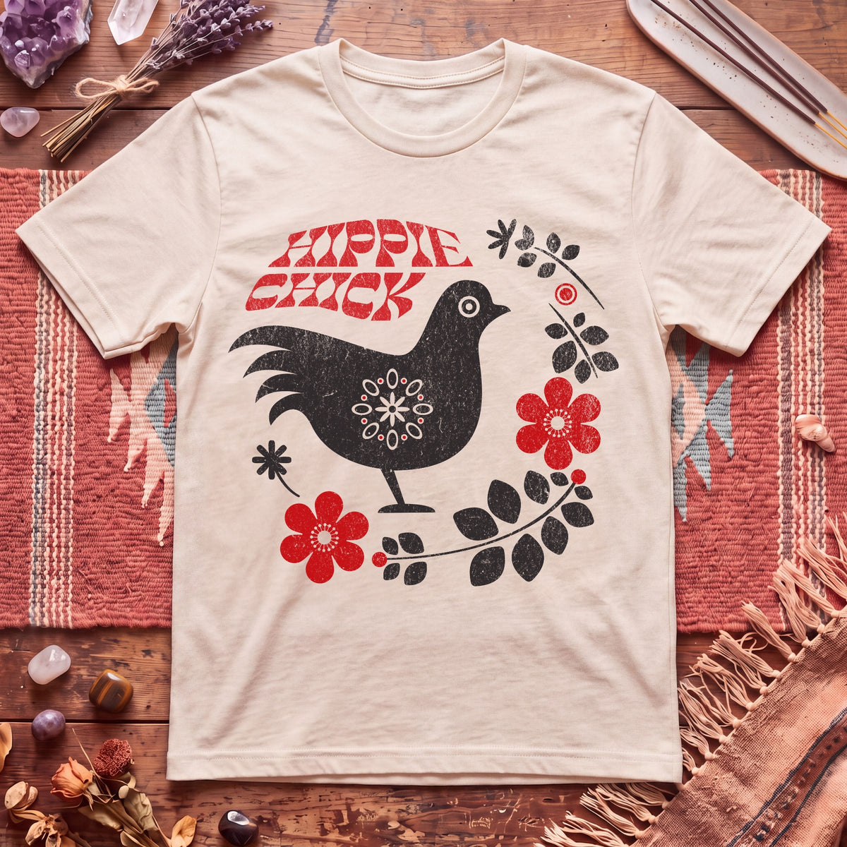 Hippie Chick Folk Art T-Shirt