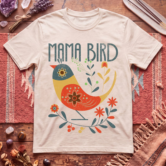 Mama Bird Folk Art T-Shirt