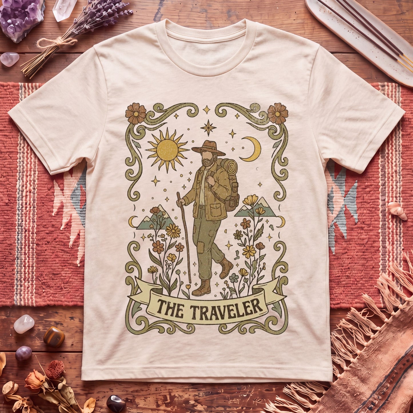 The Traveler for Him Boho Tarot T-Shirt