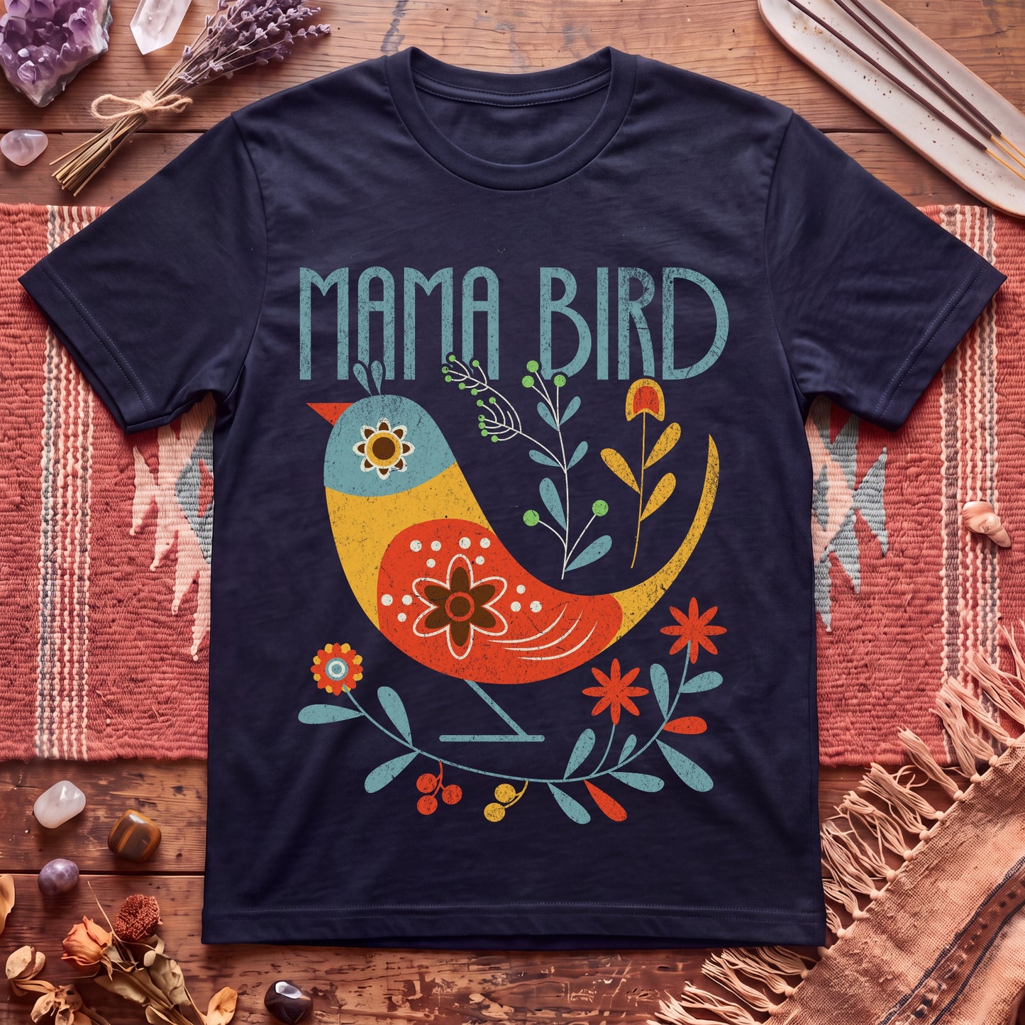Mama Bird Folk Art T-Shirt