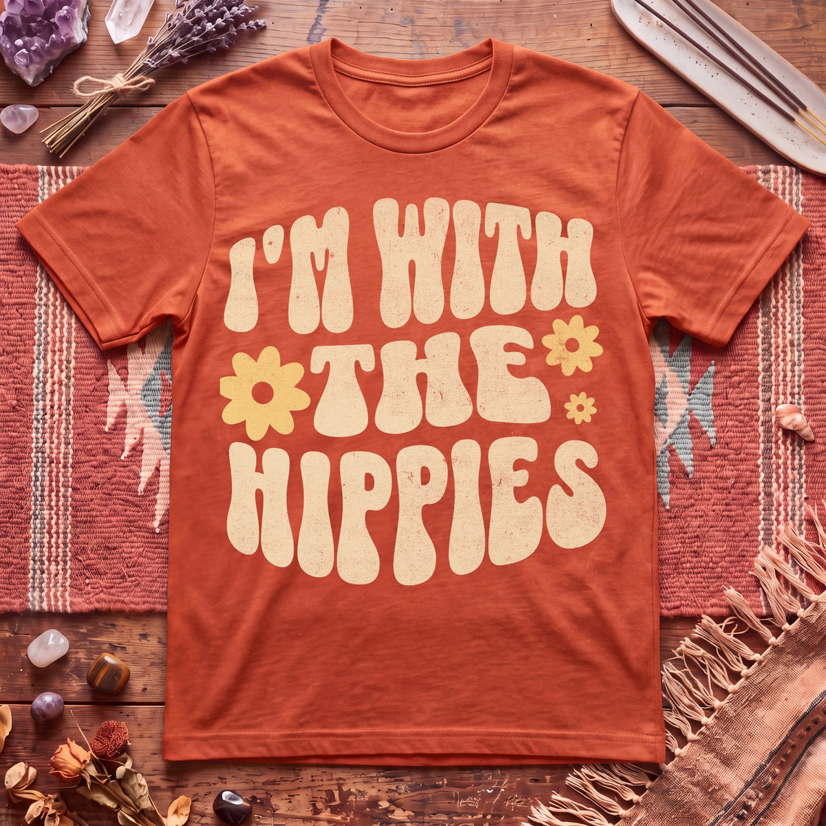 With The Hippies  T-Shirt