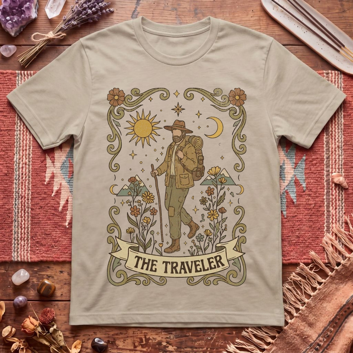 The Traveler for Him Boho Tarot T-Shirt