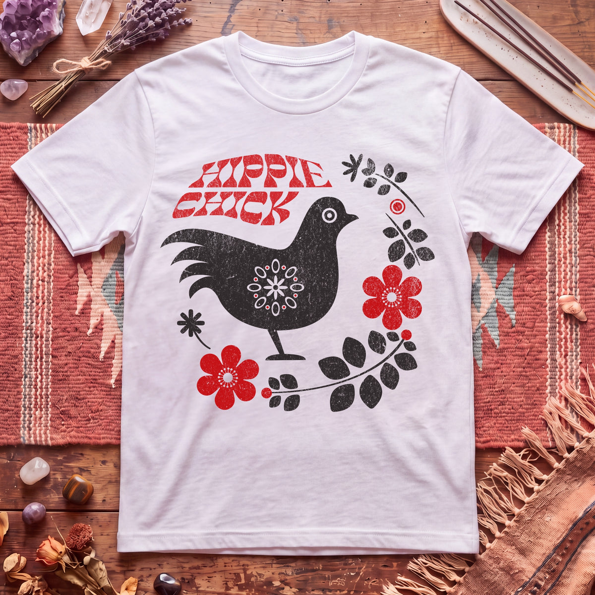 Hippie Chick Folk Art T-Shirt