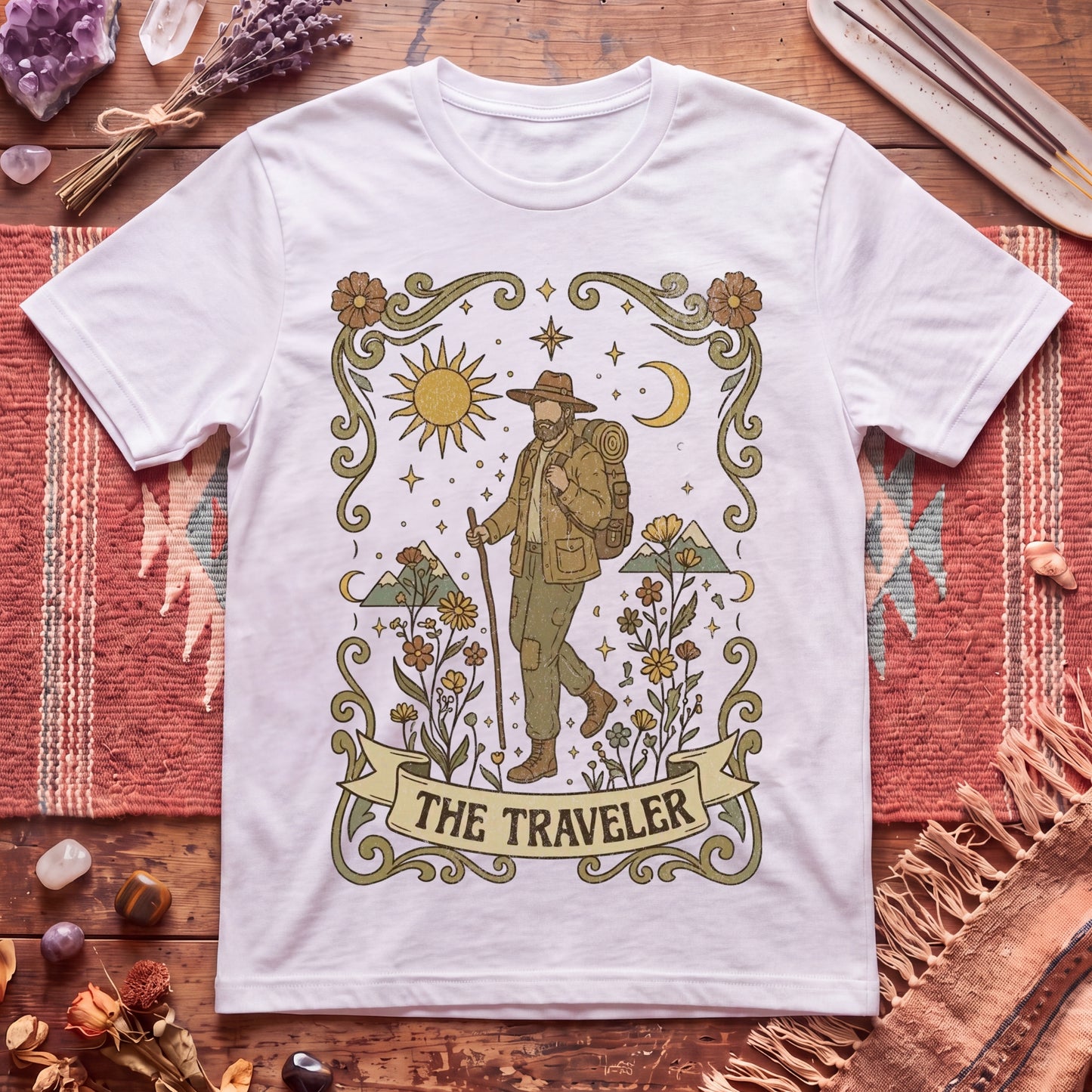 The Traveler for Him Boho Tarot T-Shirt