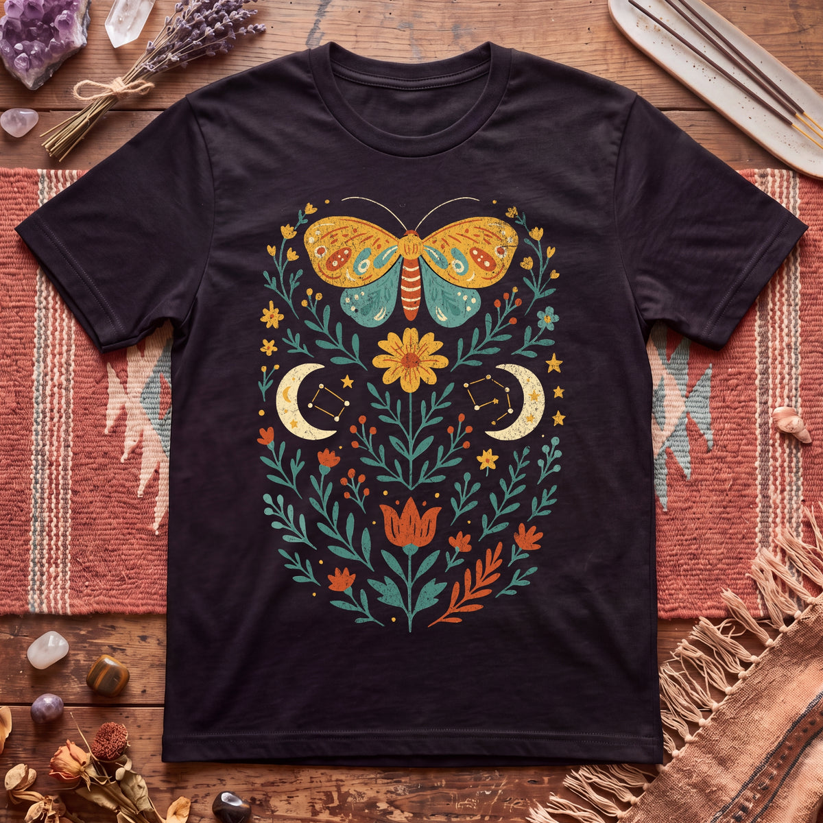 Boho Moth Design T-Shirt