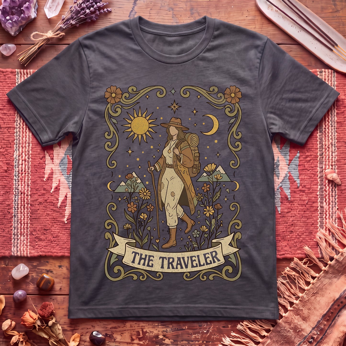 The Traveler for Her Boho Tarot T-Shirt