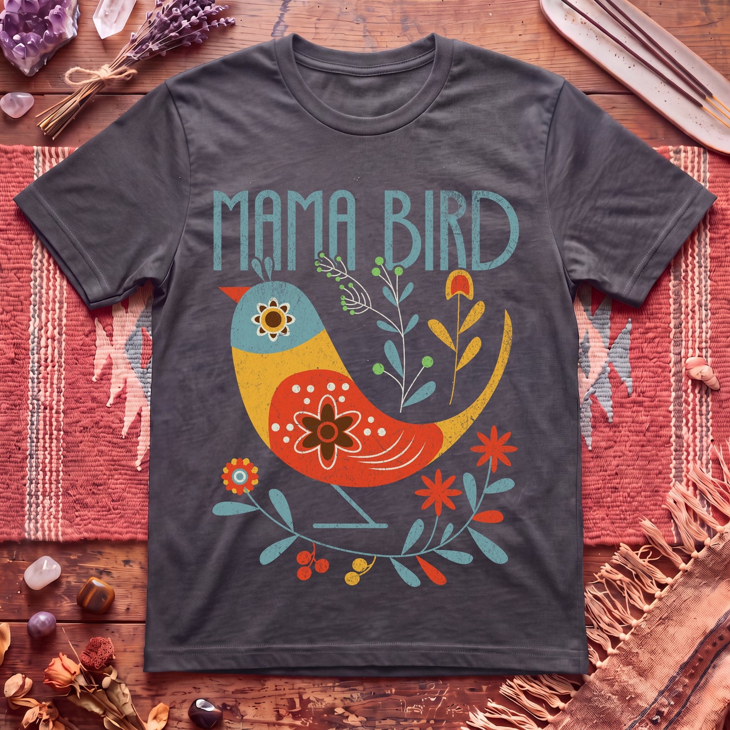 Mama Bird Folk Art T-Shirt