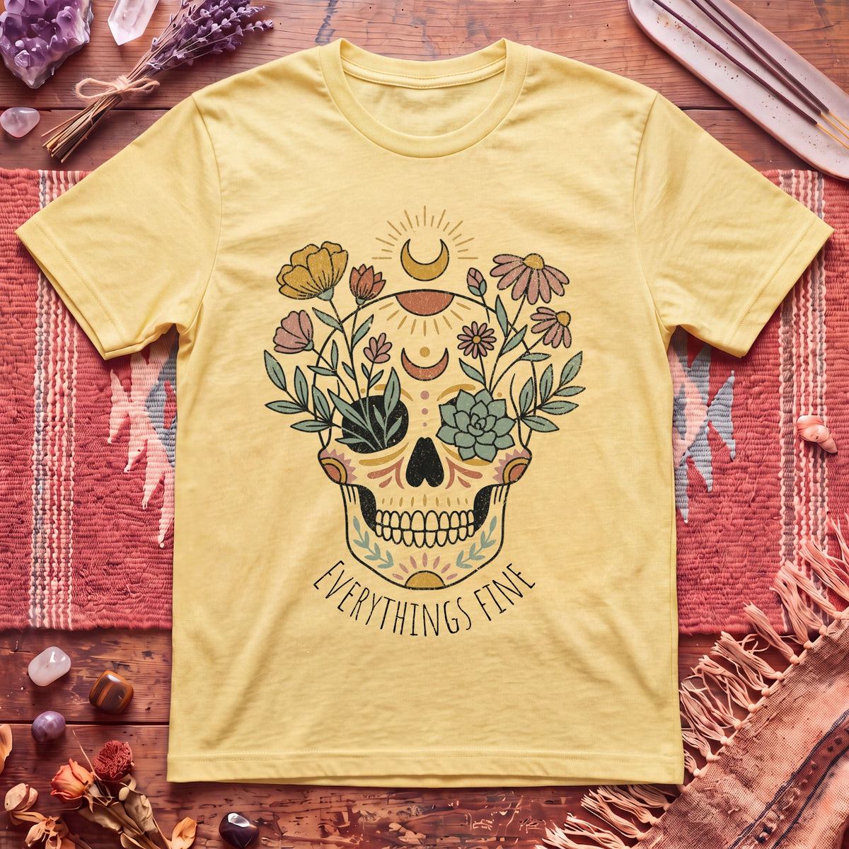 Everything's fine Boho skull T-Shirt