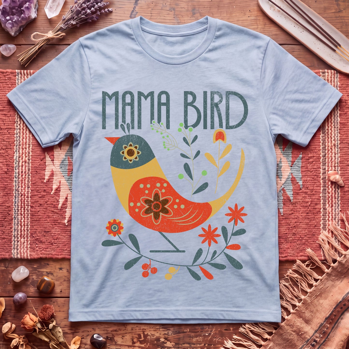Mama Bird Folk Art T-Shirt