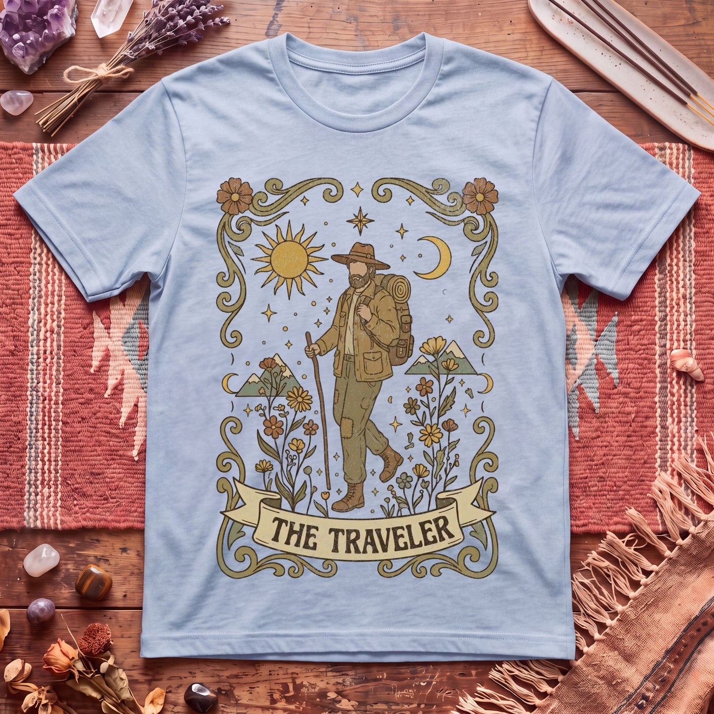 The Traveler for Him Boho Tarot T-Shirt